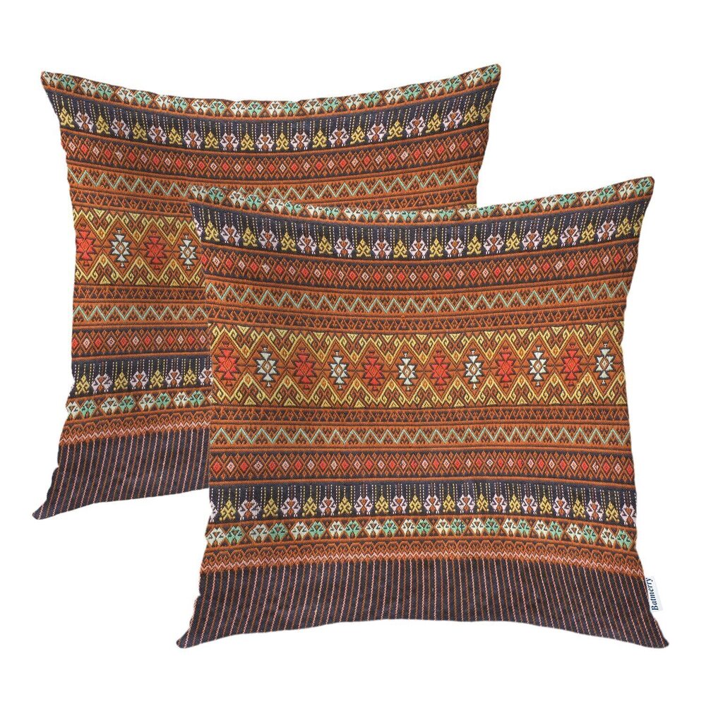1844 Brown and Red Flowers Pillow Covers 20x20 Inch Set of 2, Abstract